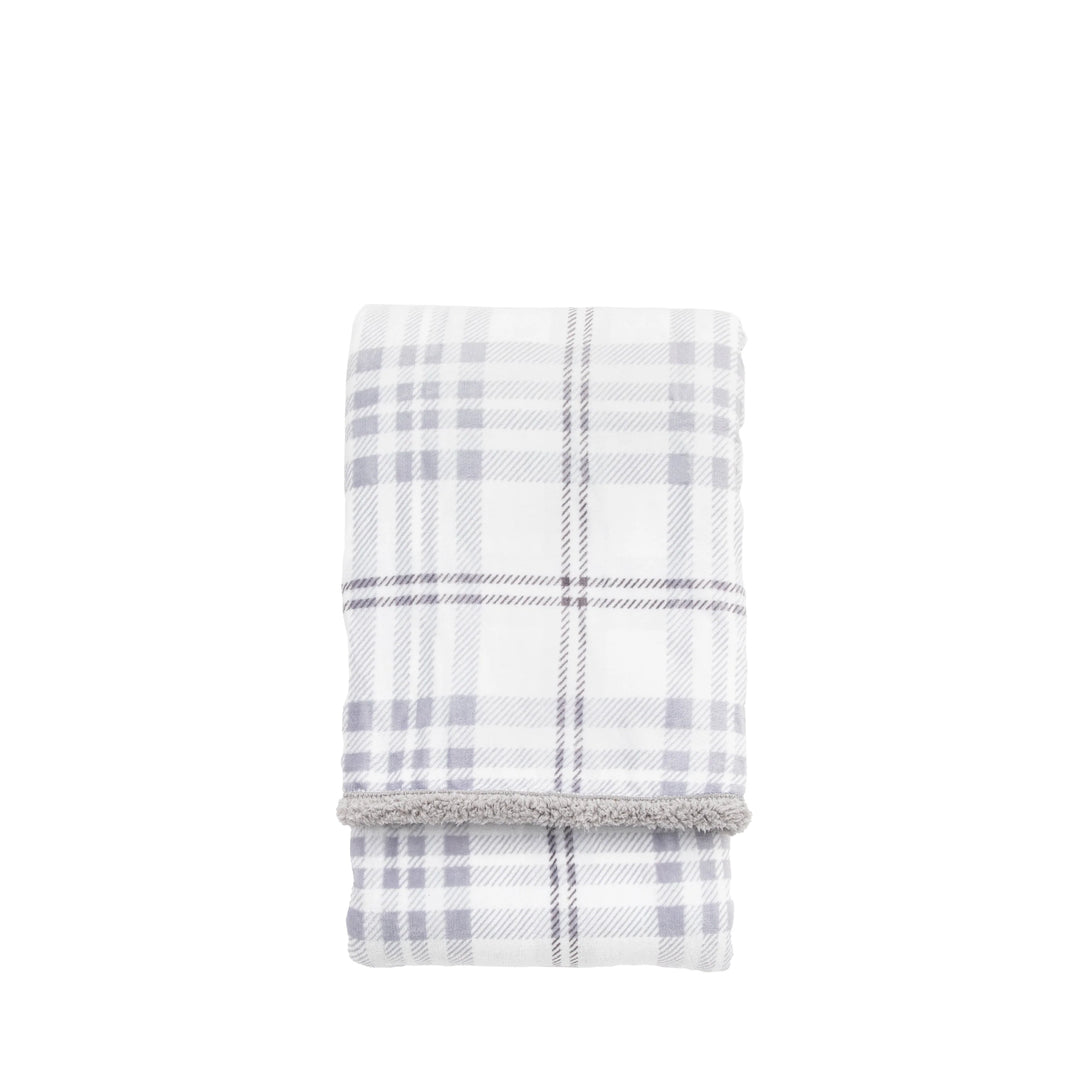 Tartan Sherpa Throw in Grey