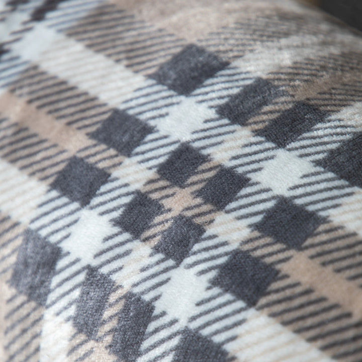 Tartan Sherpa Throw in Natural