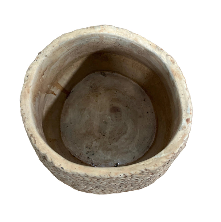 Small Rattan Detail Terracotta Plant Pot