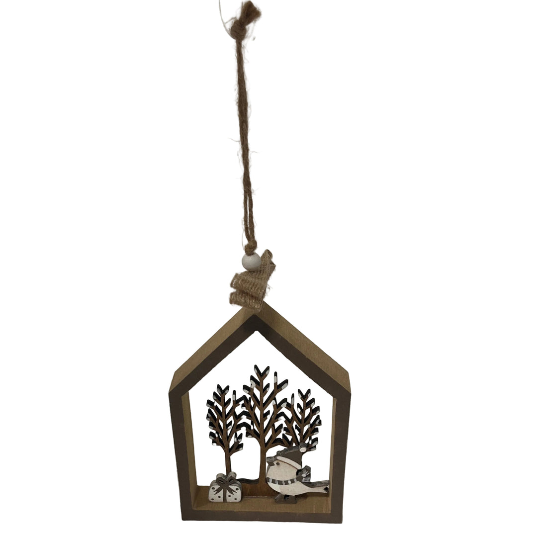 Large Robin in Brown House Outline Hanger