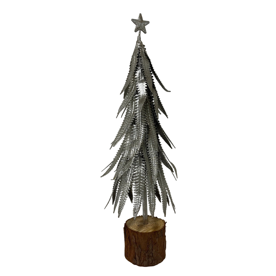 Small Metal Tree on Log Base