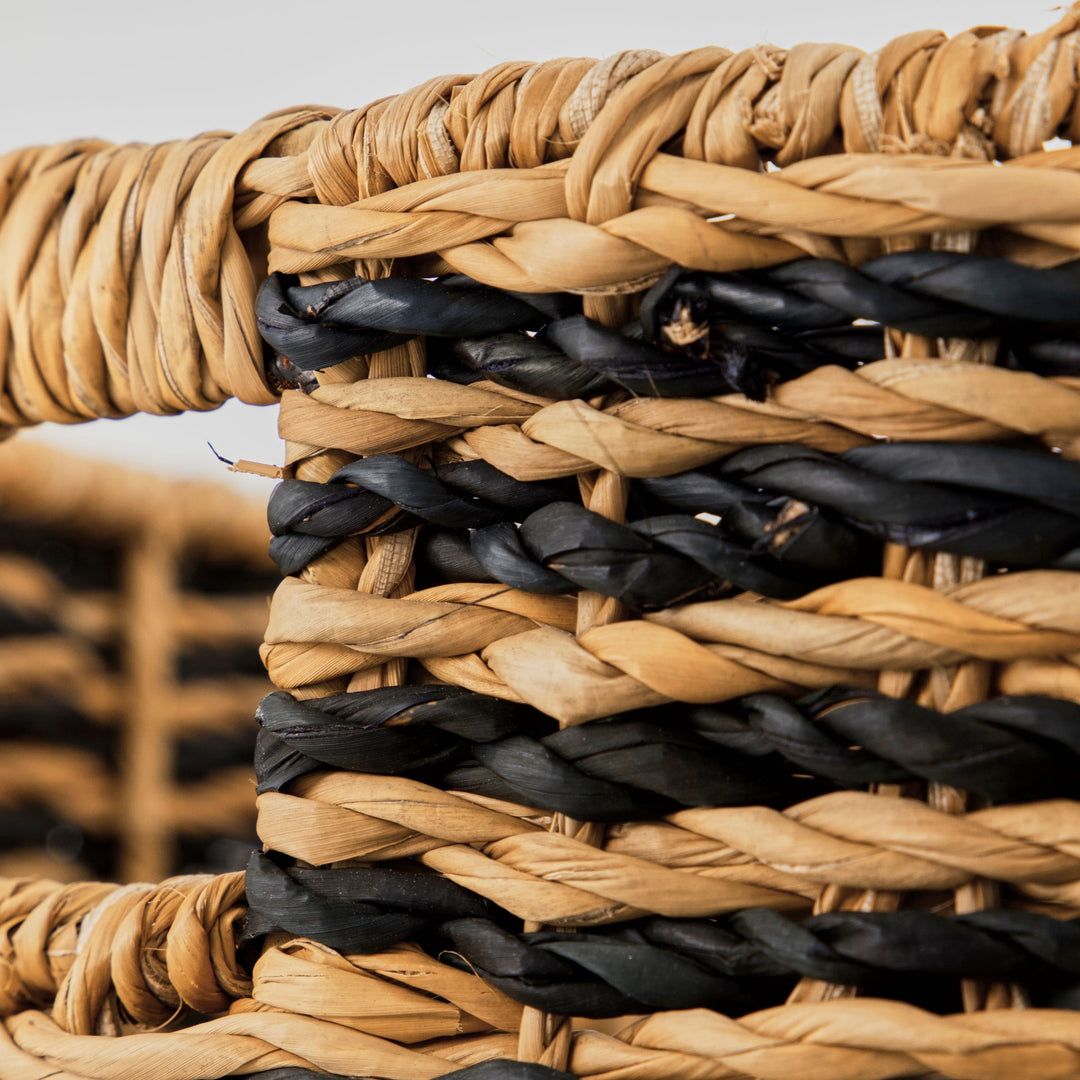 Laundry Basket Cesto in Nature Black Set of 2