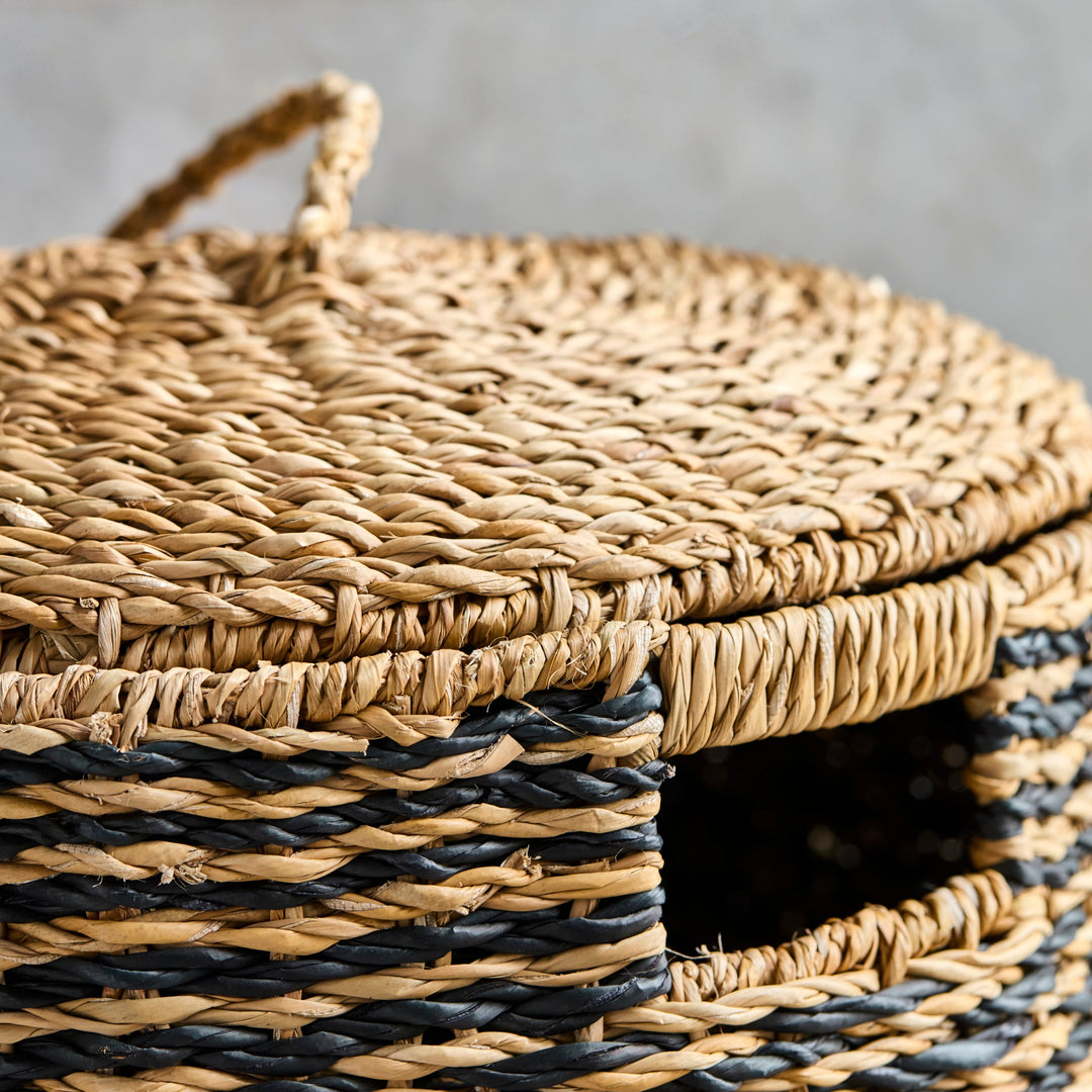 Laundry Basket Cesto in Nature Black Set of 2