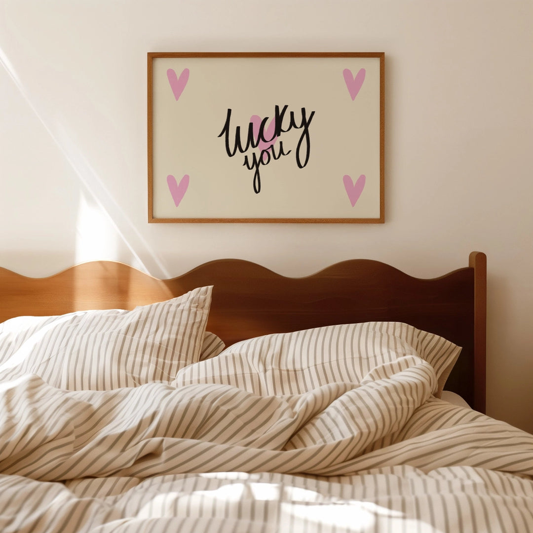 Lucky You Hearts Print Pink