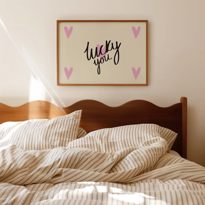 Lucky You Hearts Print Pink