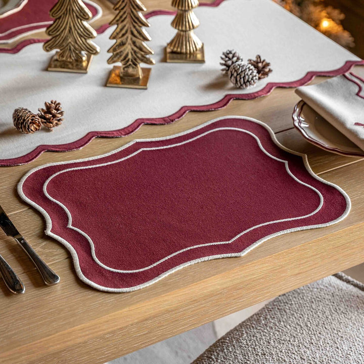 Set of 4 Heritage Scallop Placemats Merlot
