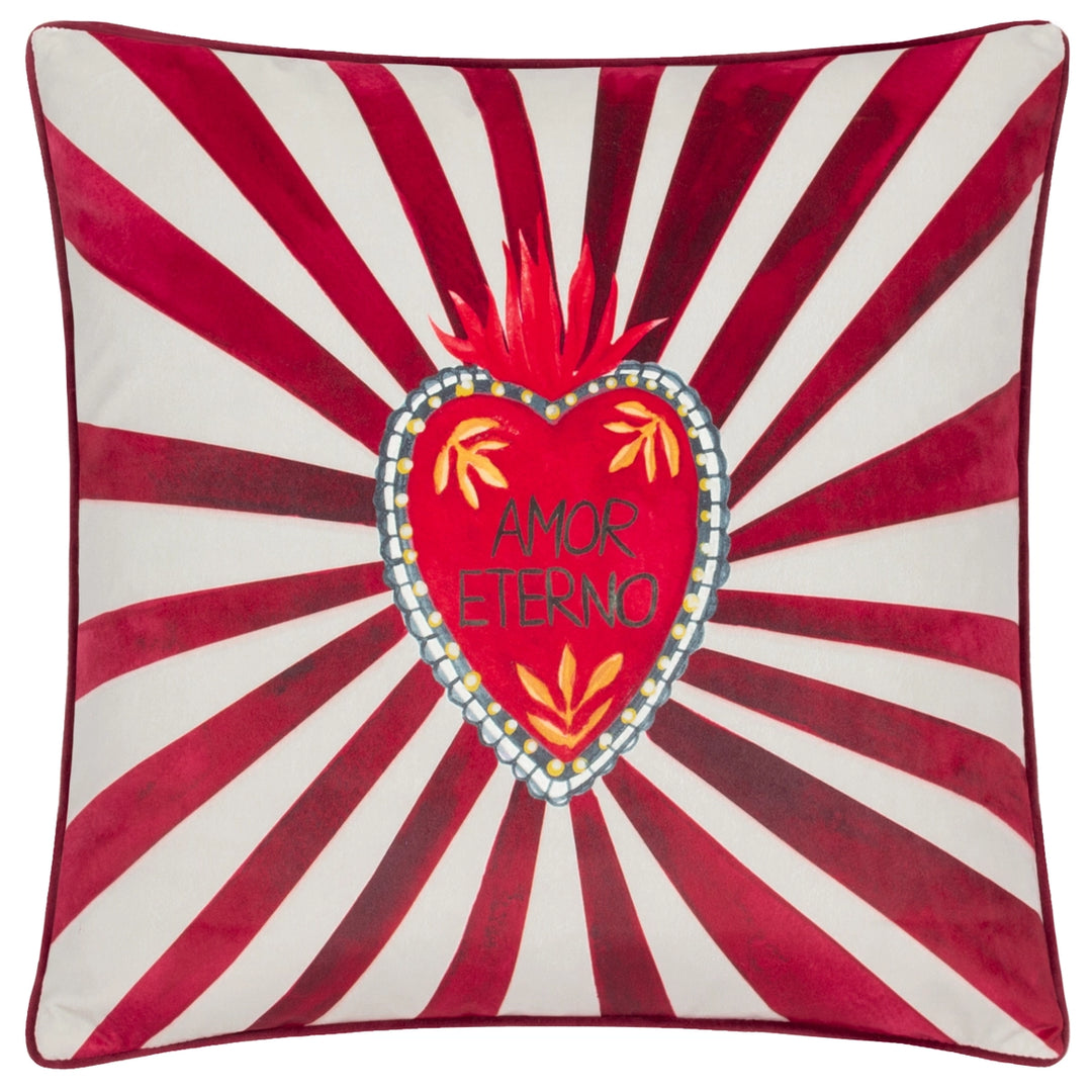 Amor Eterno Velvet Piped Cushion in Red