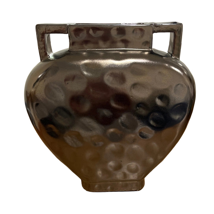 Large Handled Bronze Metallic Pot Urn