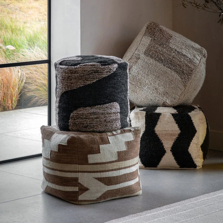 Falun Tonal Pouffe in Biscuit