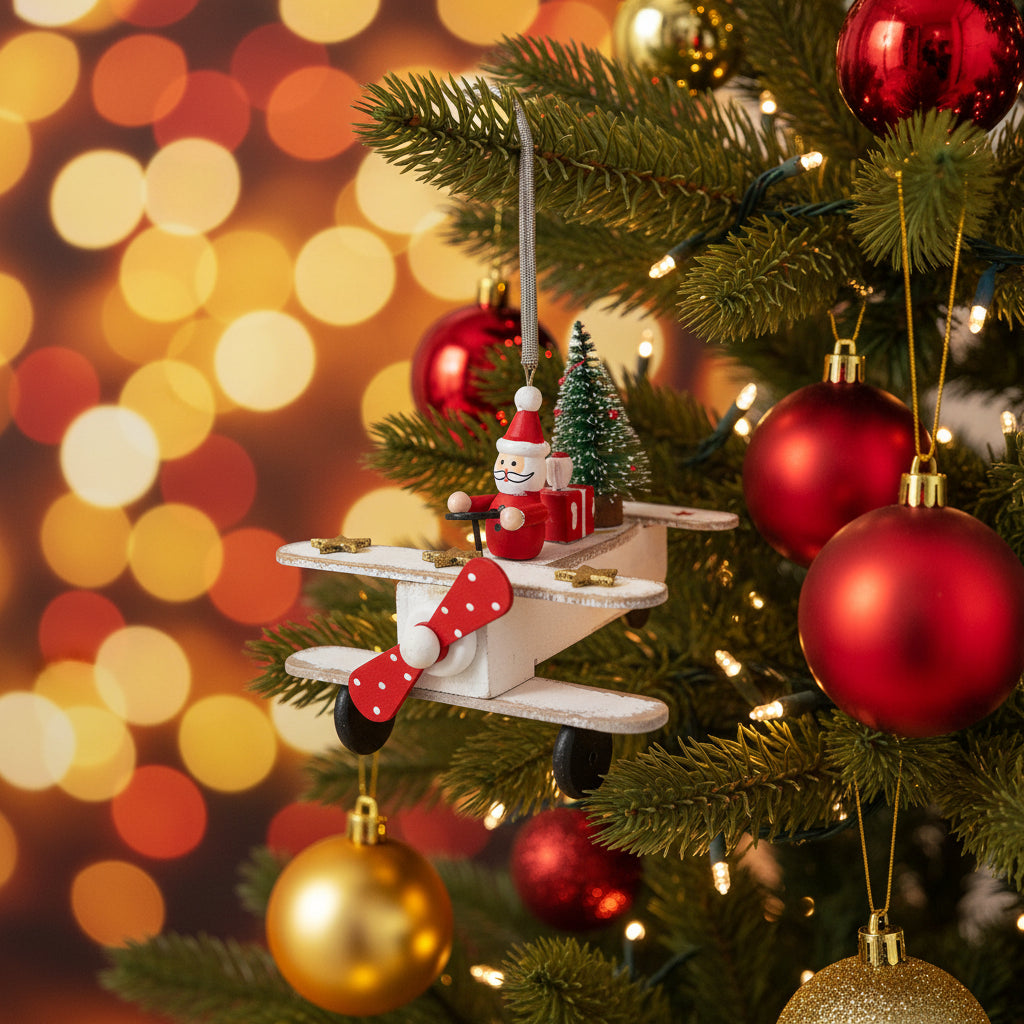 Medium Plane Santa Hanger White