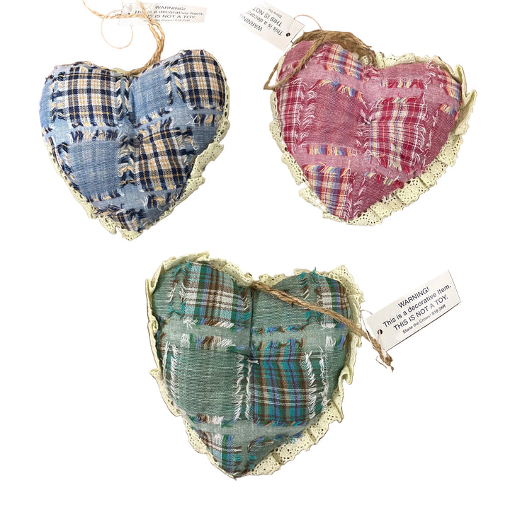 Set of 3 Patchwork Hearts