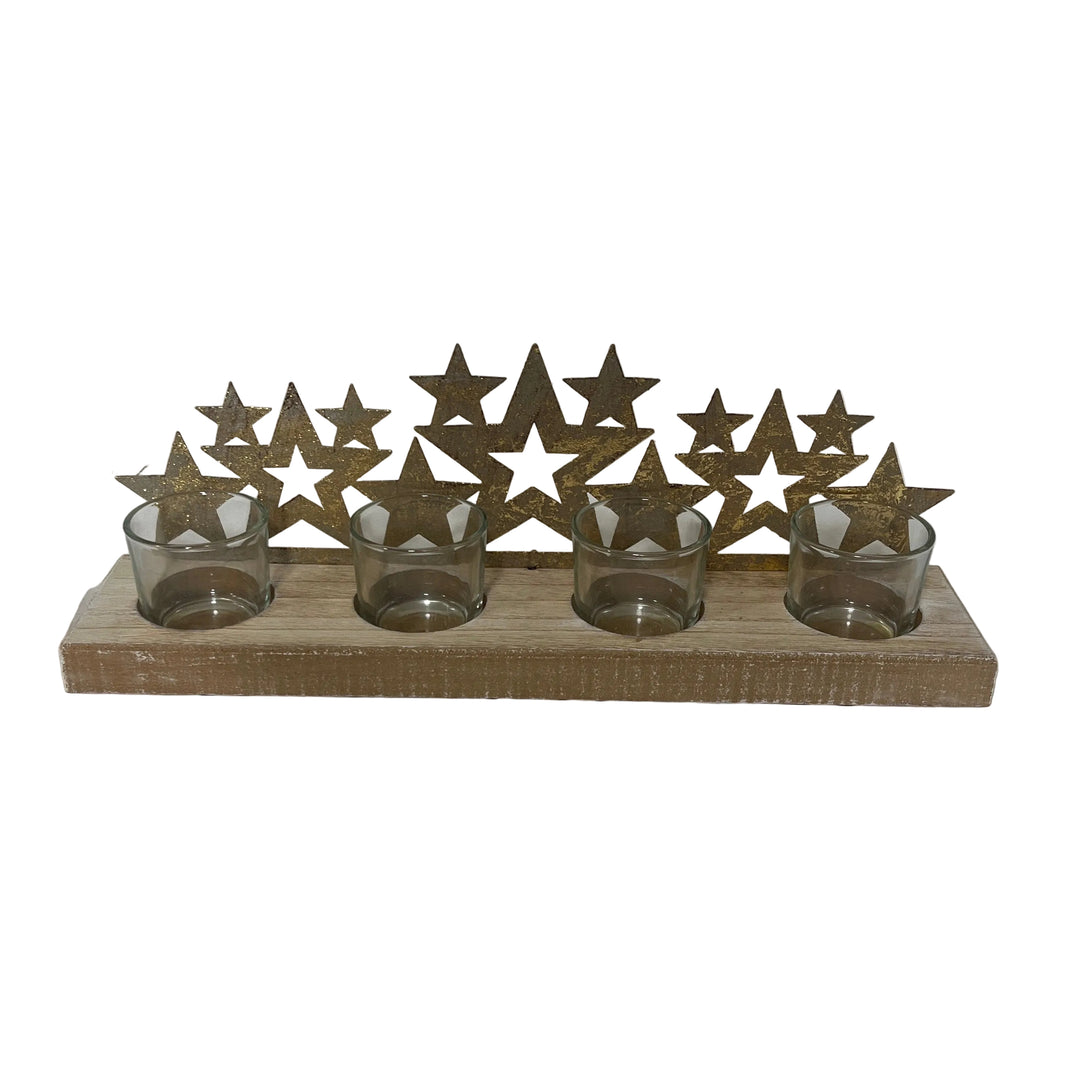 Quadruple Tea light Holder with Stars