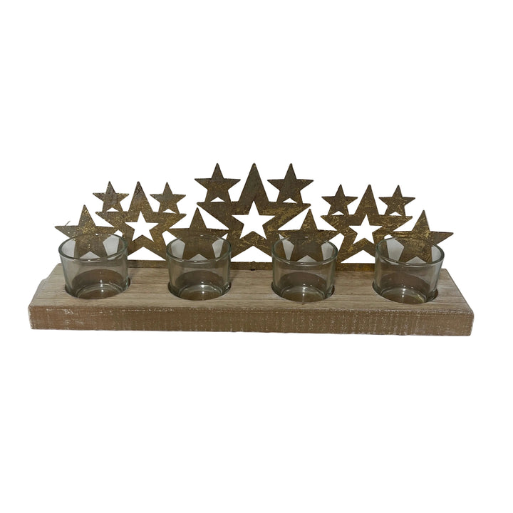 Quadruple Tea light Holder with Stars