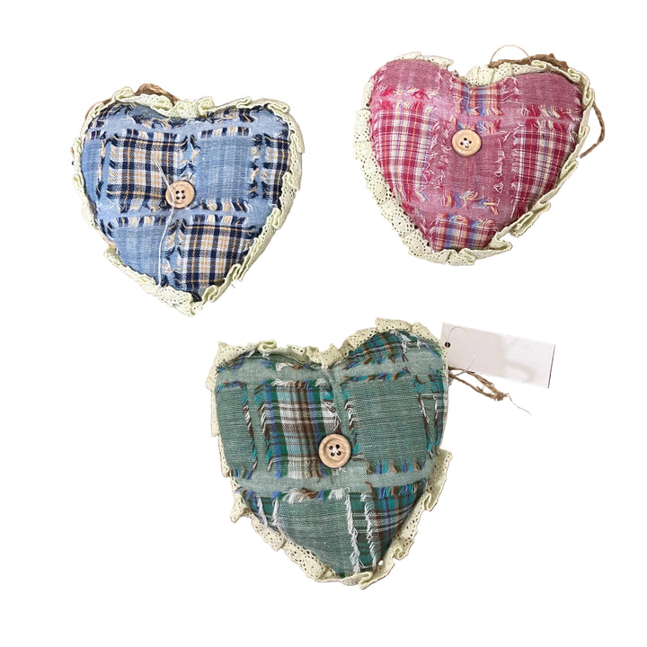 Set of 3 Patchwork Hearts