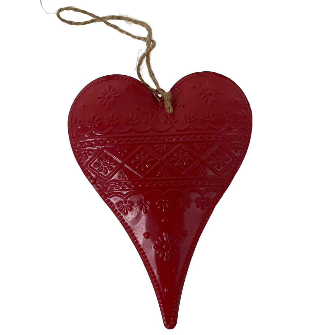 Large Metal Heart Hanging Shaped Tree Decor Red