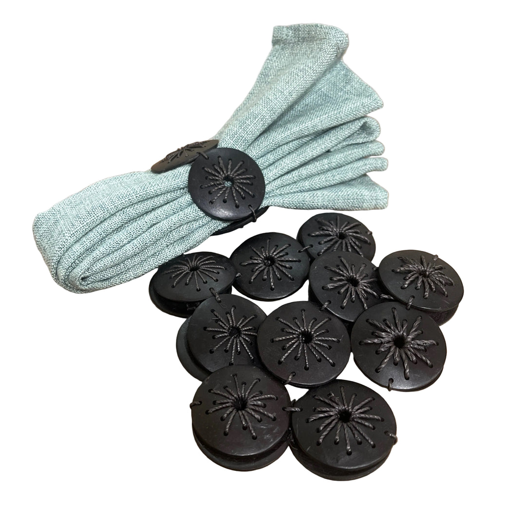 Set of 6 Black Wooden Effect Napkin Rings