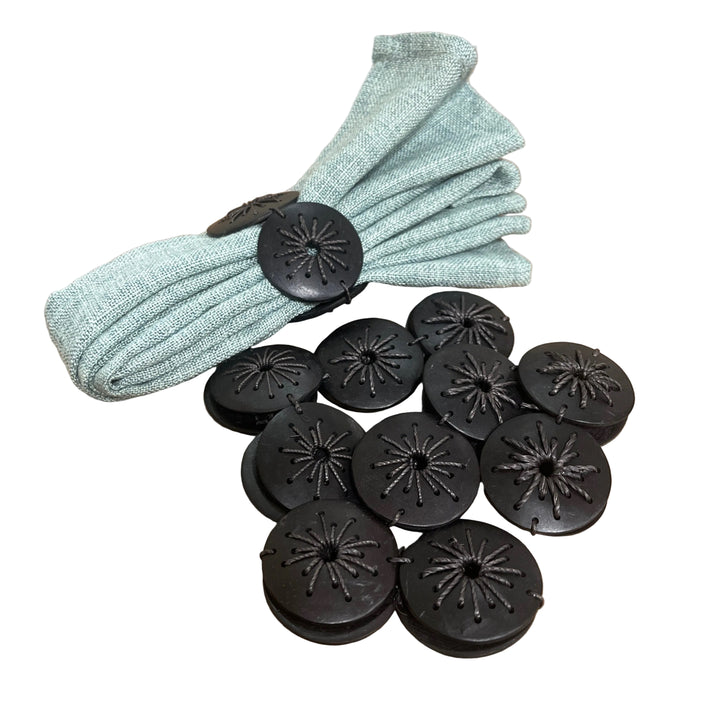 Set of 6 Black Wooden Effect Napkin Rings