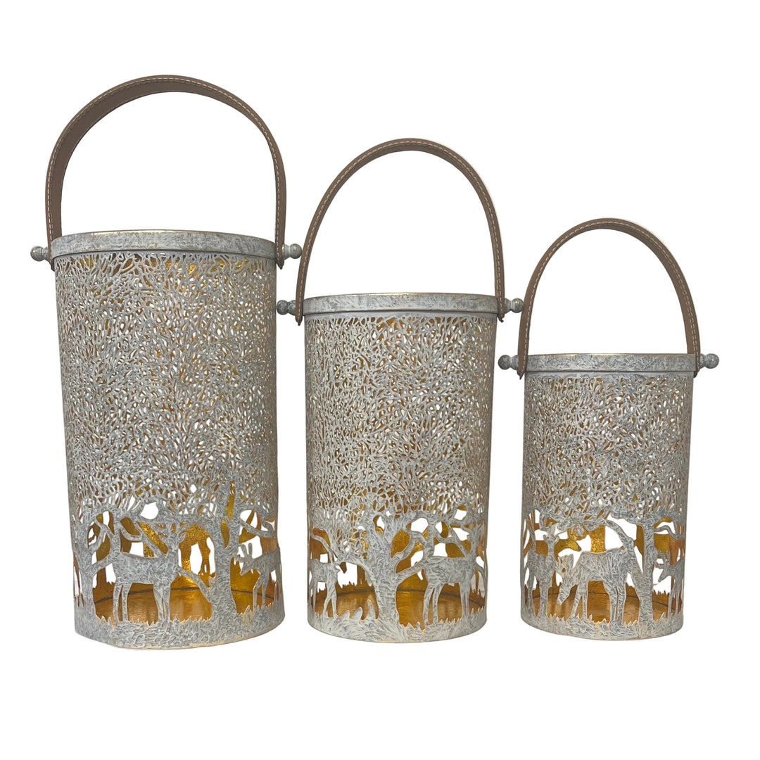 Set of 3 Deer Scenes Hurricanes Gold