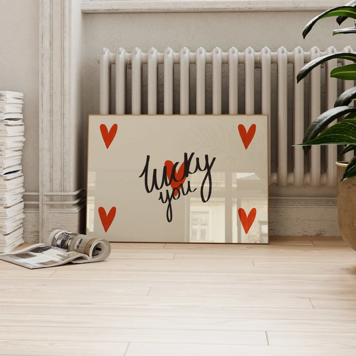 Lucky You Hearts Print Red