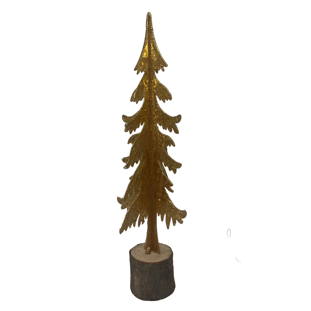 Medium Metal Tree on Log Base Gold
