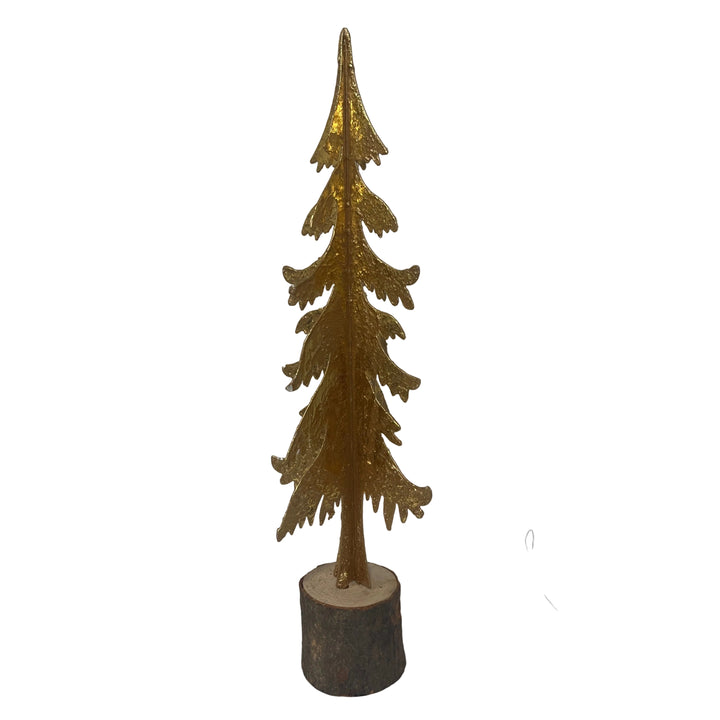 Medium Metal Tree on Log Base Gold