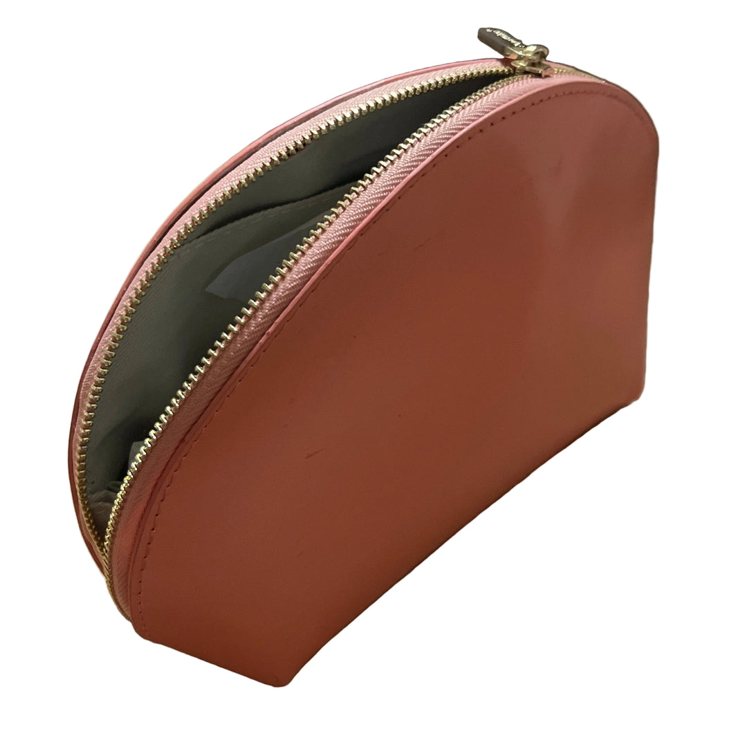Peach Cosmetic Leather Zip Up Travel Pouch