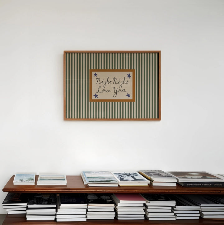 Night Night Love You Striped Print Green/Yellow