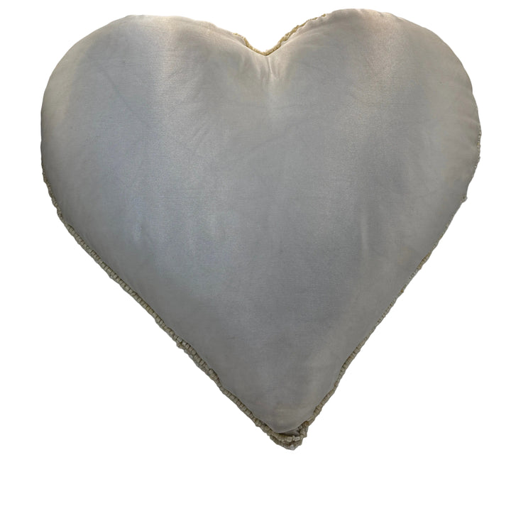 Beaded Heart Cushion in Ivory