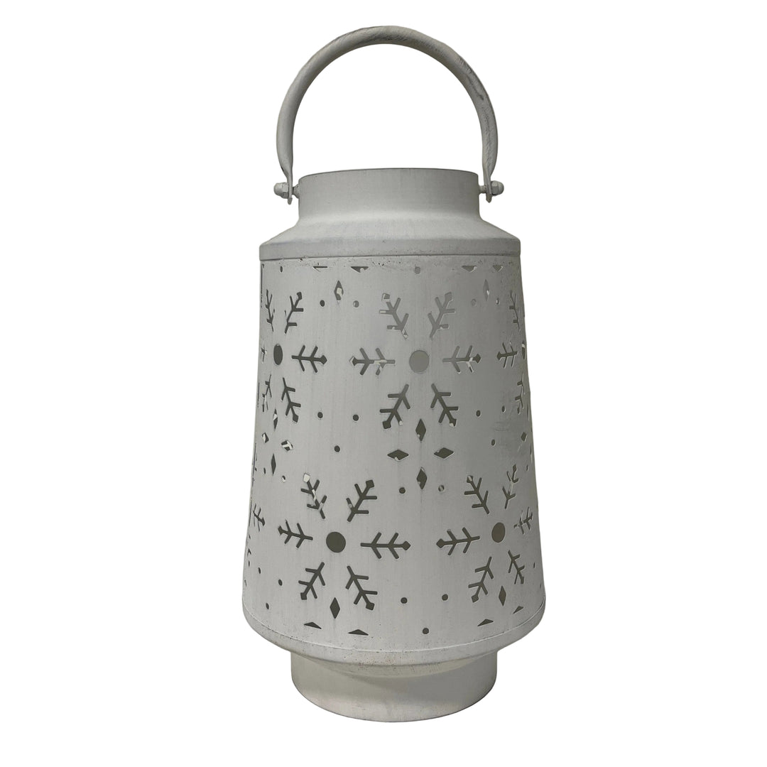 Small Metal Snowflake Lantern White