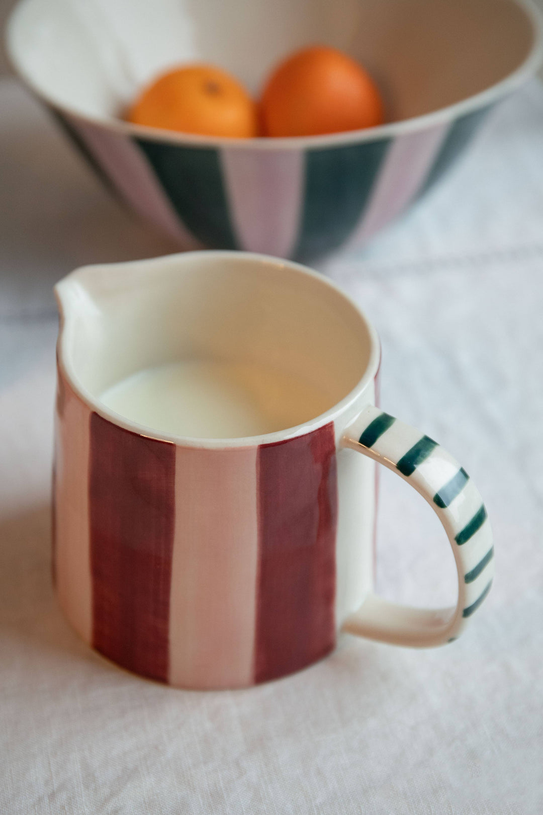 Wine/Peach Pink Stripe Wide Jug