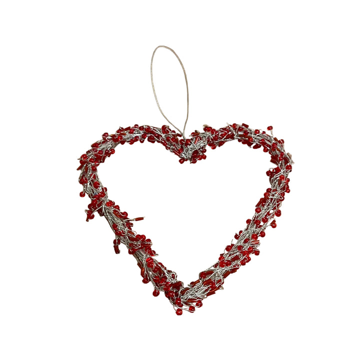 Small Wire Hanging Heart Decor Red