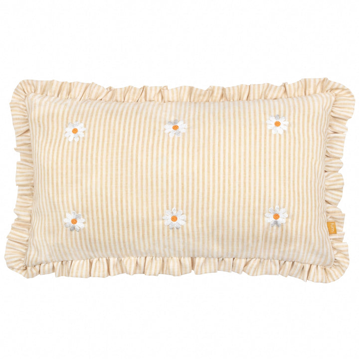 Daisies Embroidered Ruffle Cushion