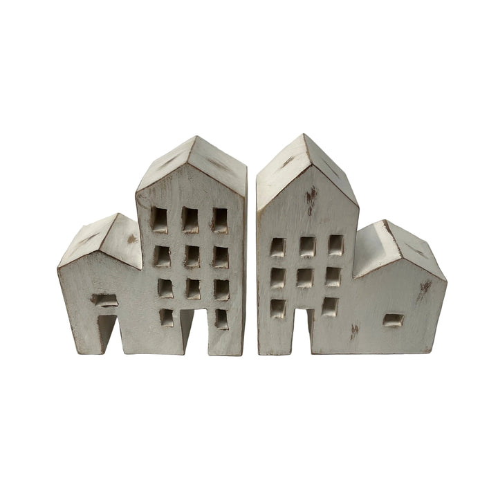 Pair Of Three Storey Home Wooden Bookends