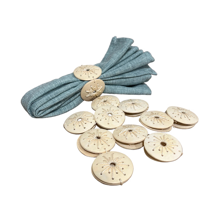Set of 6 Wooden Effect Napkin Rings Natural