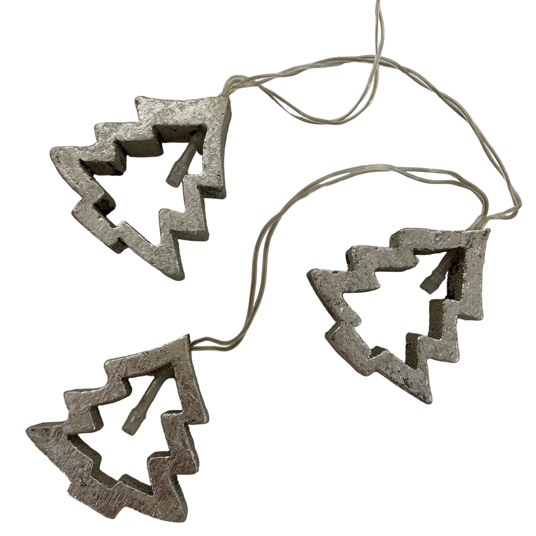 Wooden Trees Garland LED Silver