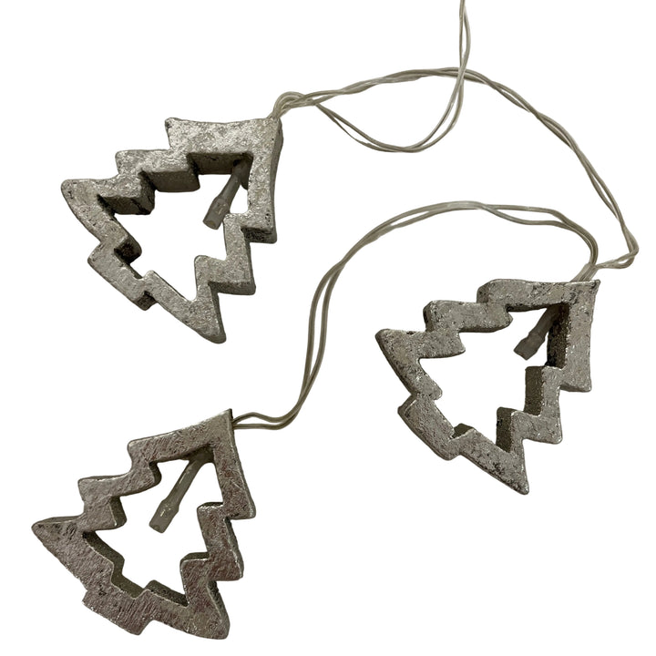 Wooden Trees Garland LED Silver