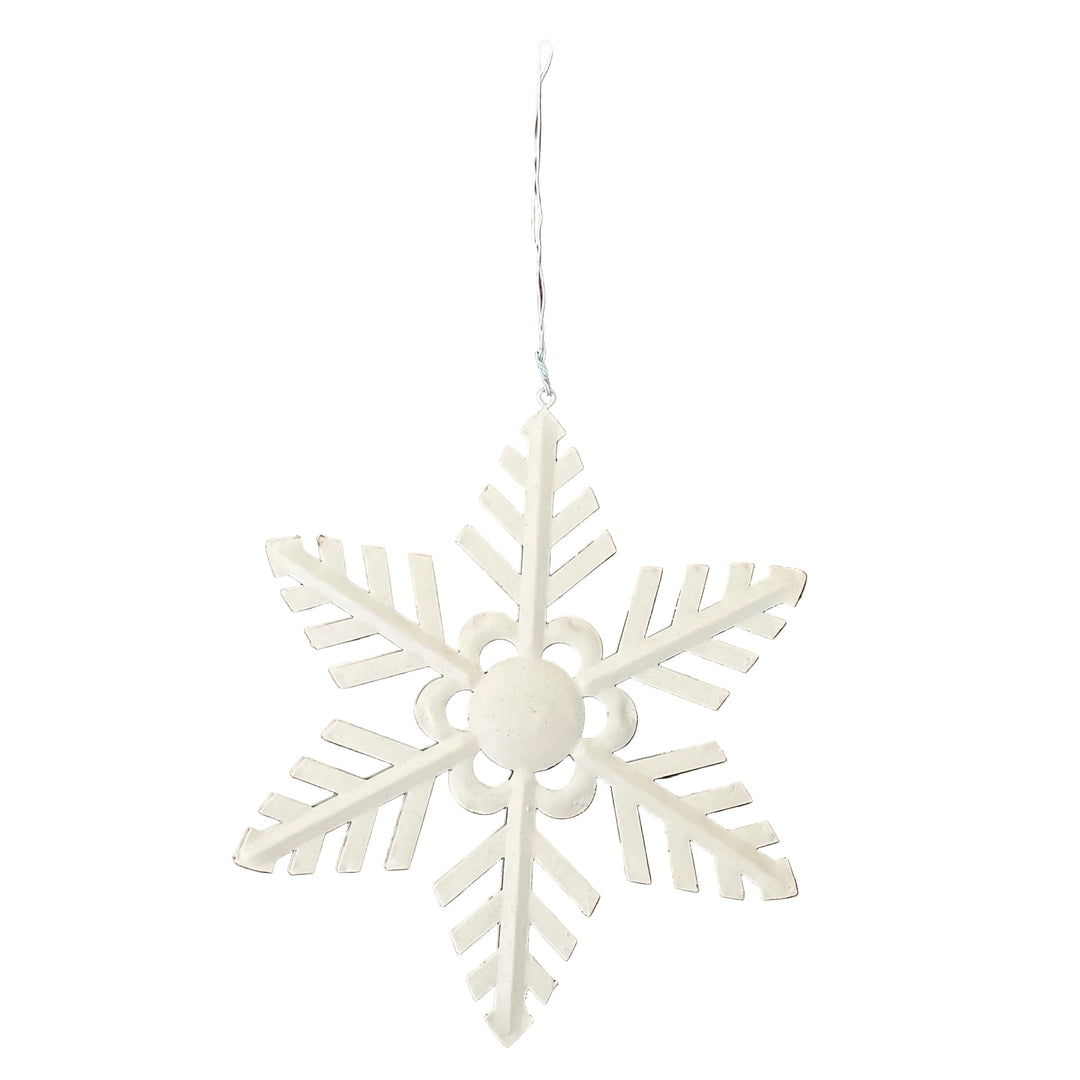 Large Metal Snowflake Hanger Cream