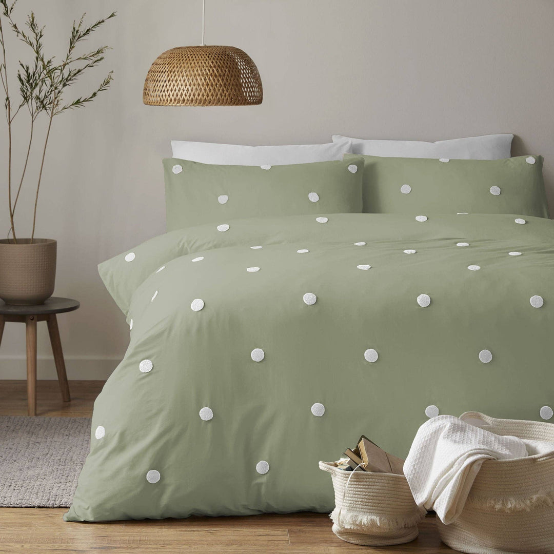 Dot Garden Duvet Cover Set by Appletree Boutique in Sage