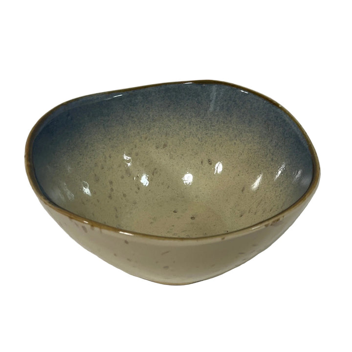 Set of 4 Small Deep Bowls Blue Ivory