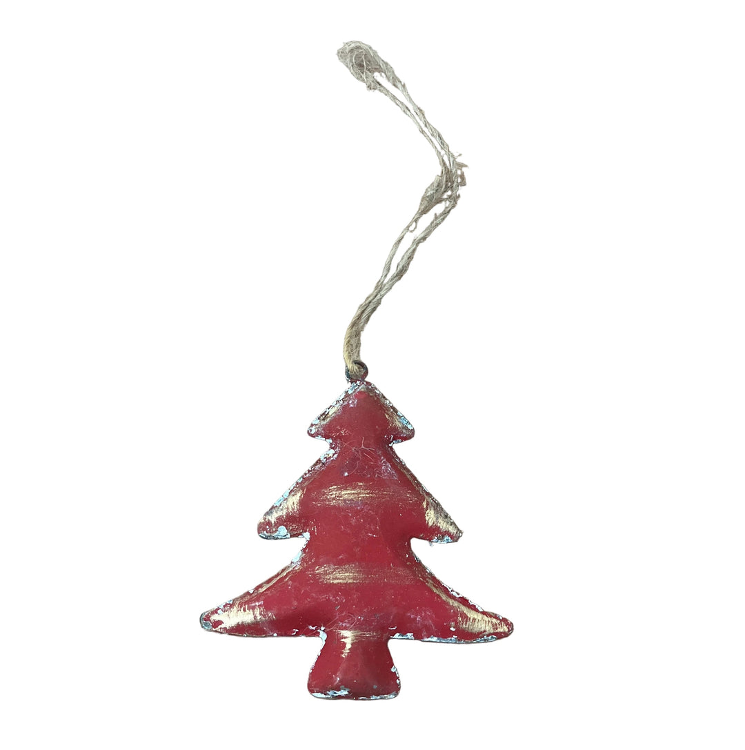 Large Rustic Metal Christmas Tree Hanger Red
