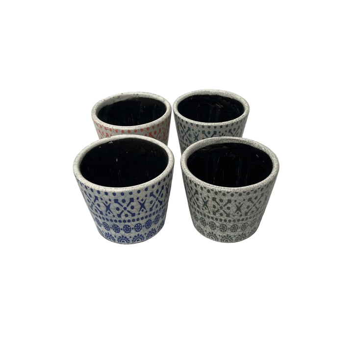 Set Of 4 Ceramic Plant Pots Multicoloured