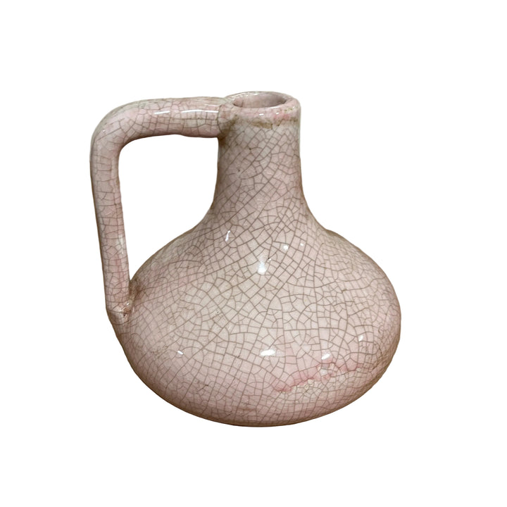 Small Handled Rustic Pink Vase