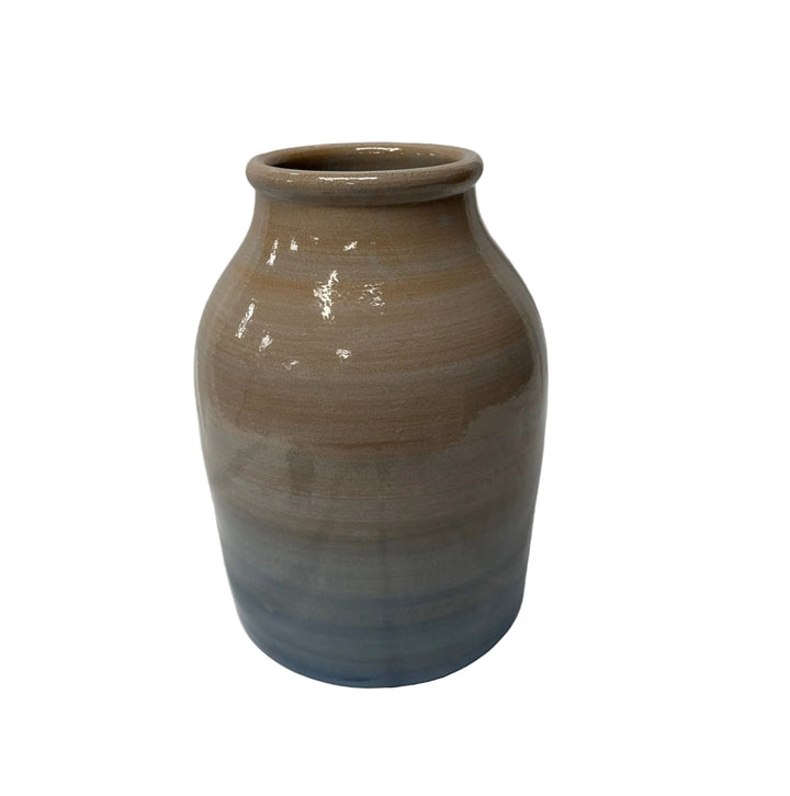 Large Ceramic Vase in Blue Mushroom Glaze