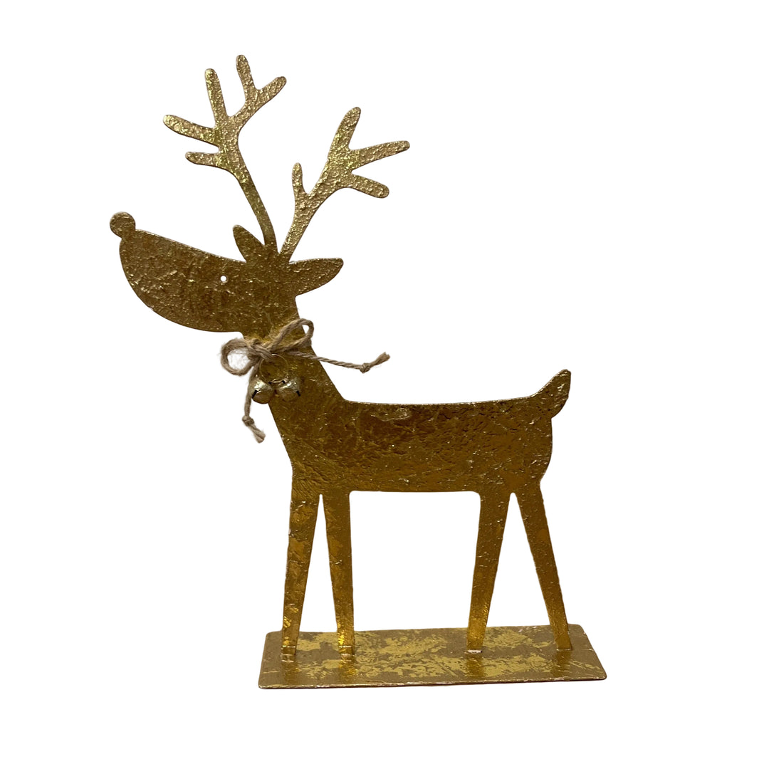 Gold Reindeer on Plinth