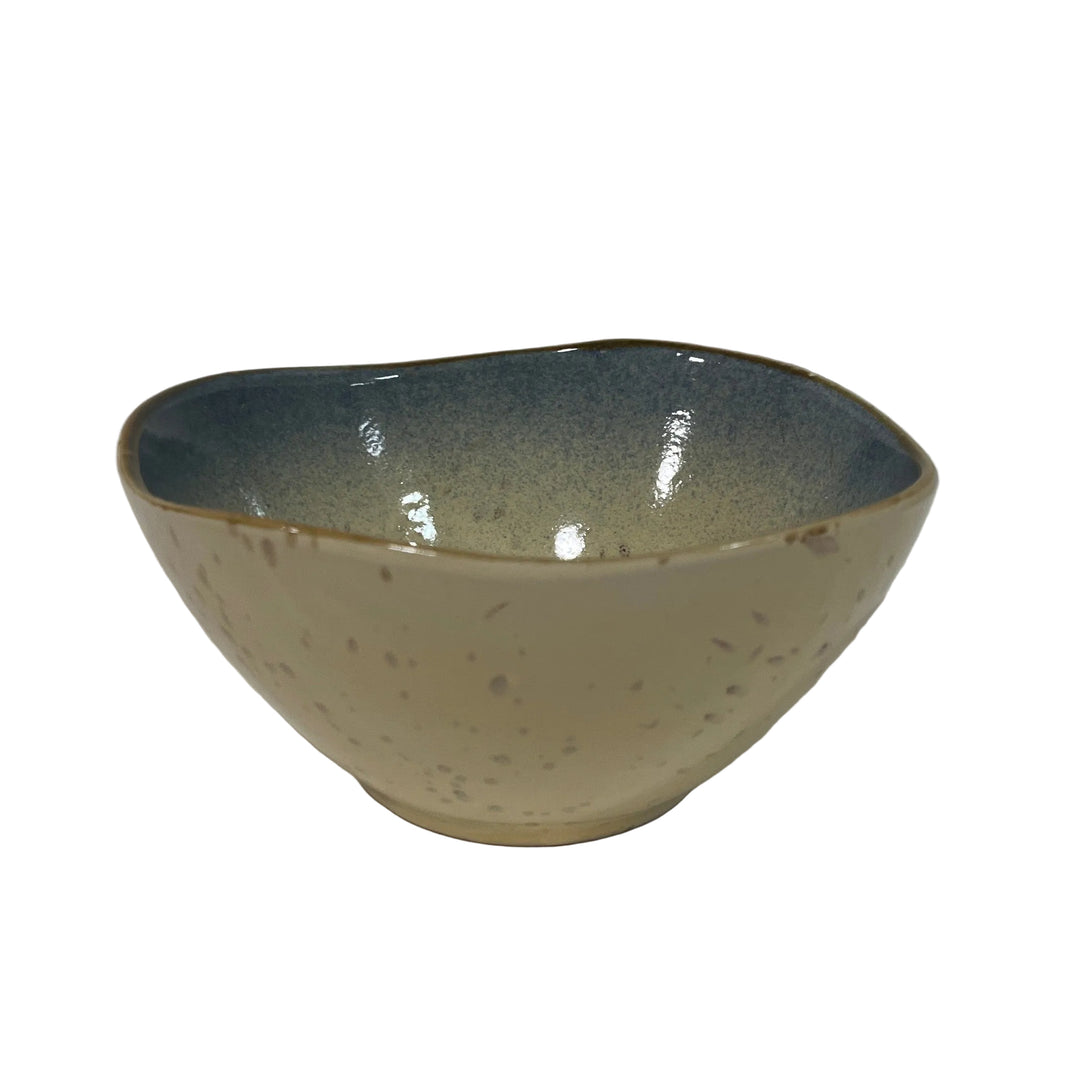 Set of 4 Small Deep Bowls Blue Ivory