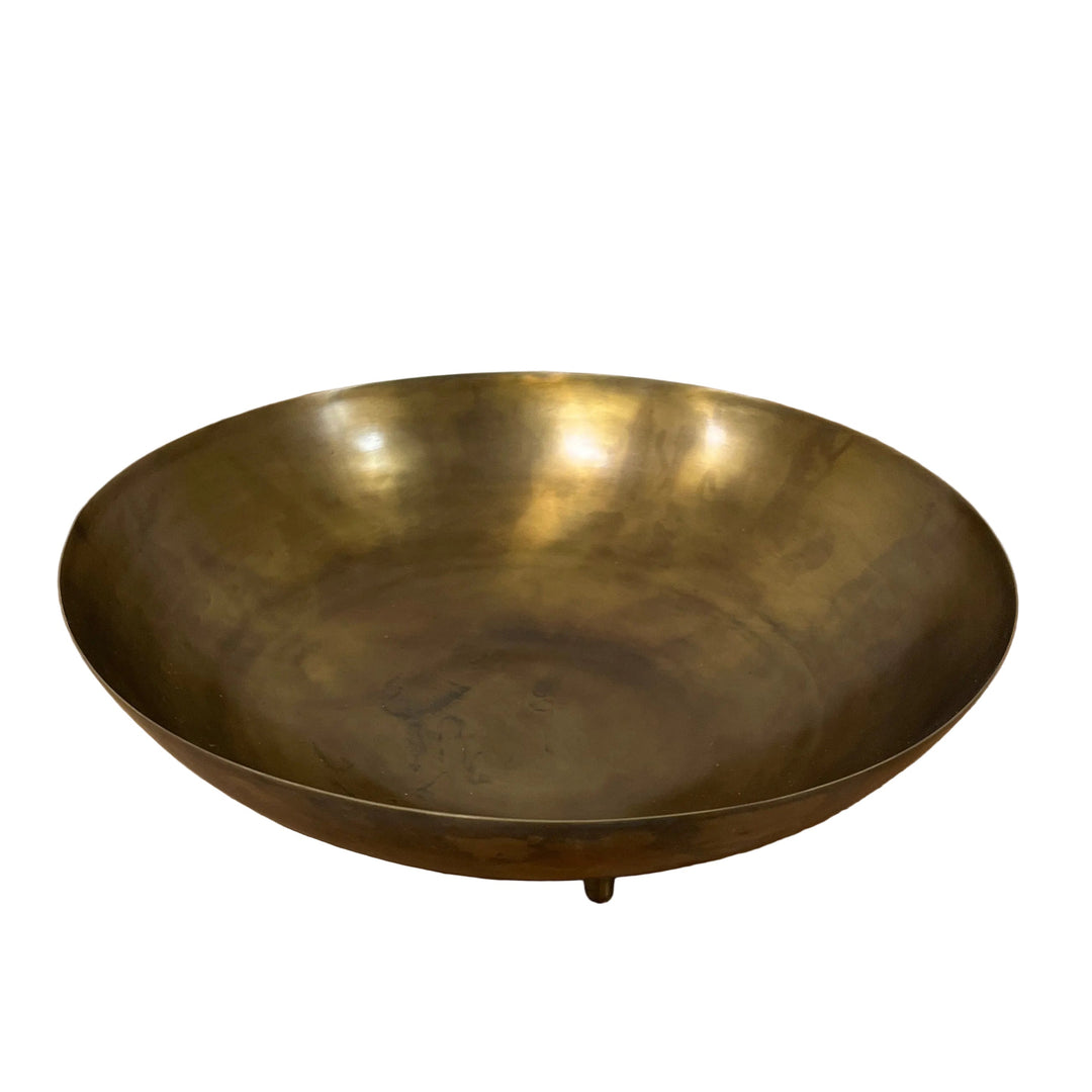 Large Bronze Legged Metal Bowl