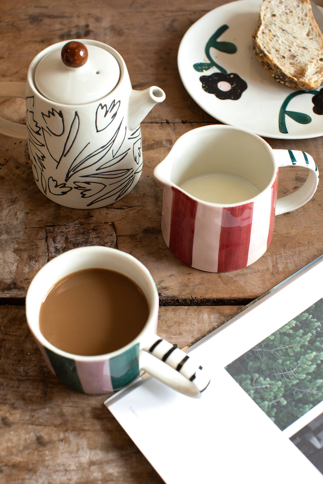 Teal/Lilac Stripe Large Mug