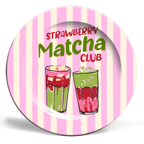 Strawberry Matcha Club Preppy Stripes Plate