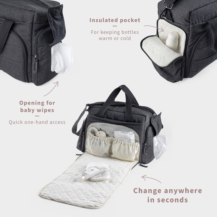 Sebra On-the-go Nursing Bag in Dark Grey Melange