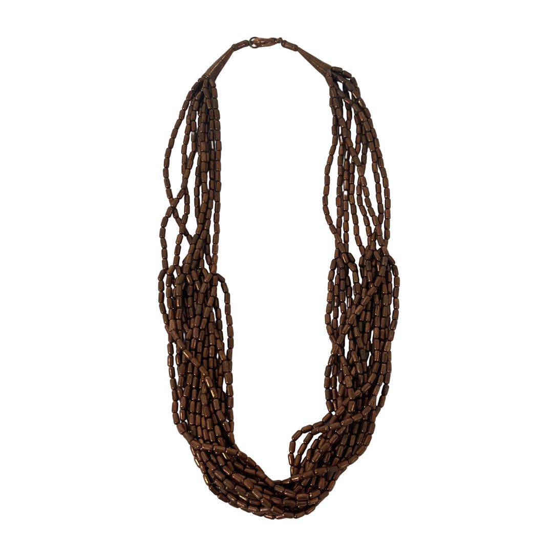Handmade Multi Strand Metal Layering Necklace Copper